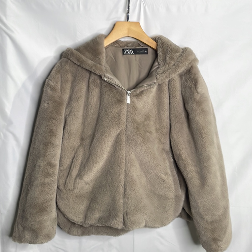 Zara soft faux, fur, hooded